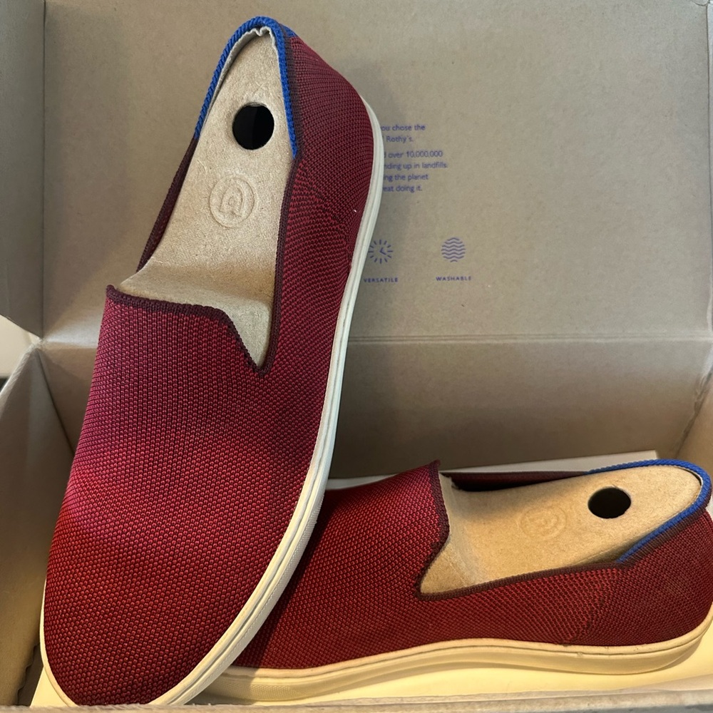 Rothy’s Garnet Red Sneakers 8 1/2 8.5 with originalnal box